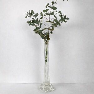 Vintage Clear Art Glass Bud Vase 12” Tall Ribbed Floral Base